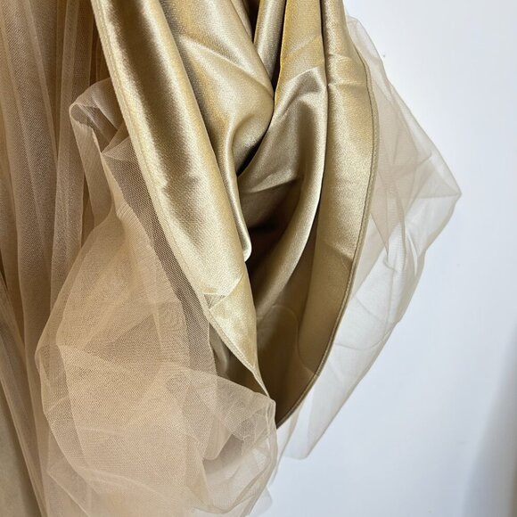 Space 46 Adrian Gold Coffee Tulle Skirt Sz L Fairycore Soft Girl Midi Whimsical - Picture 8 of 10
